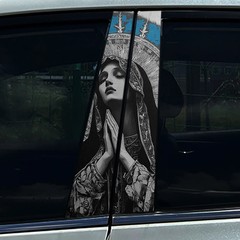 2pcs Pray Nun sisters Goth style Car Center Pillar B Pillar Protective Sticker