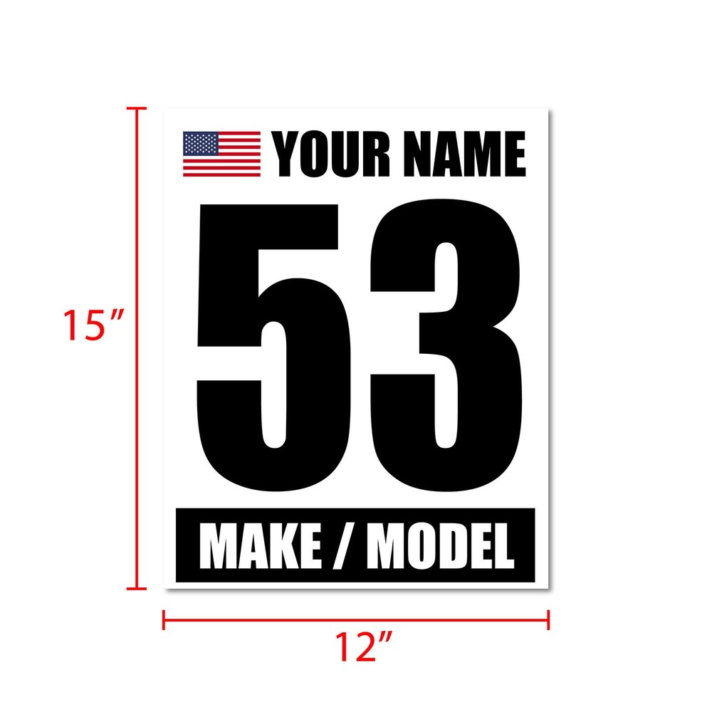 Custom Number Name Flag Model Sticker Glossy Matte Magnet For Car Racing WH x2