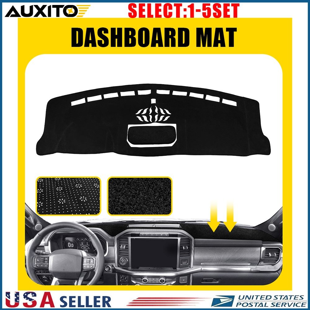 Black Dash Cover Mat for Ford F150 2021 2022 2023 24 25 Dashboard Protector 1-5X