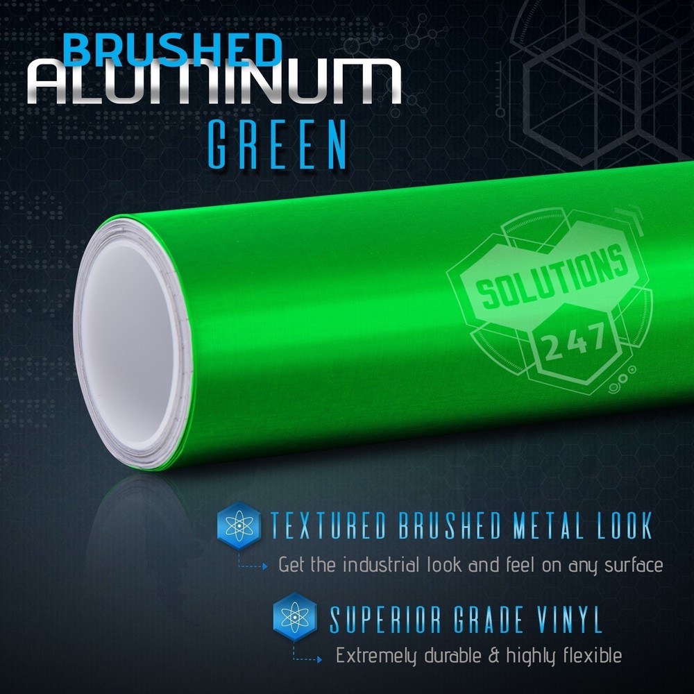 Green Brushed Aluminum Metallic Vinyl Film Wrap Sticker Decal Bubble Free Air