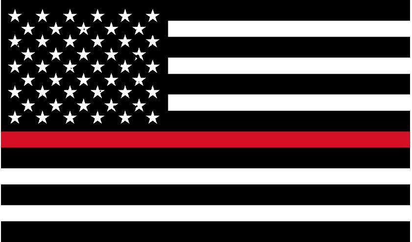1 – 5″ Thin RED Line Black White American Flag Decal Firefighter Sticker RH