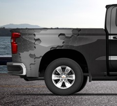 Grayscale Hexagon Color Block Truck Wrap Vinyl Bed Side Graphic Decal Tailgate