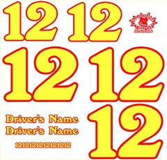 2 Color Mini Sprint Race Car Vinyl Numbers Package Number Set