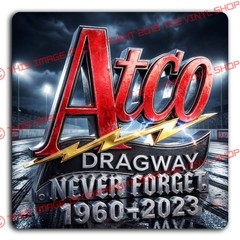 Atco Dragway 4×4 inches NEW DESIGN Never Forget 1960-2023 decal sticker decal