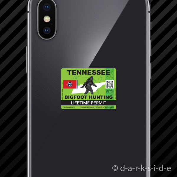 (2x) Tennessee Bigfoot Hunting Permit Cell Phone Sticker Sasquatch Lifetime