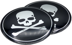 2x Metal Dome Shape Skull And Crossbones Decal Sticker Emblem Car Auto Truck 2.2