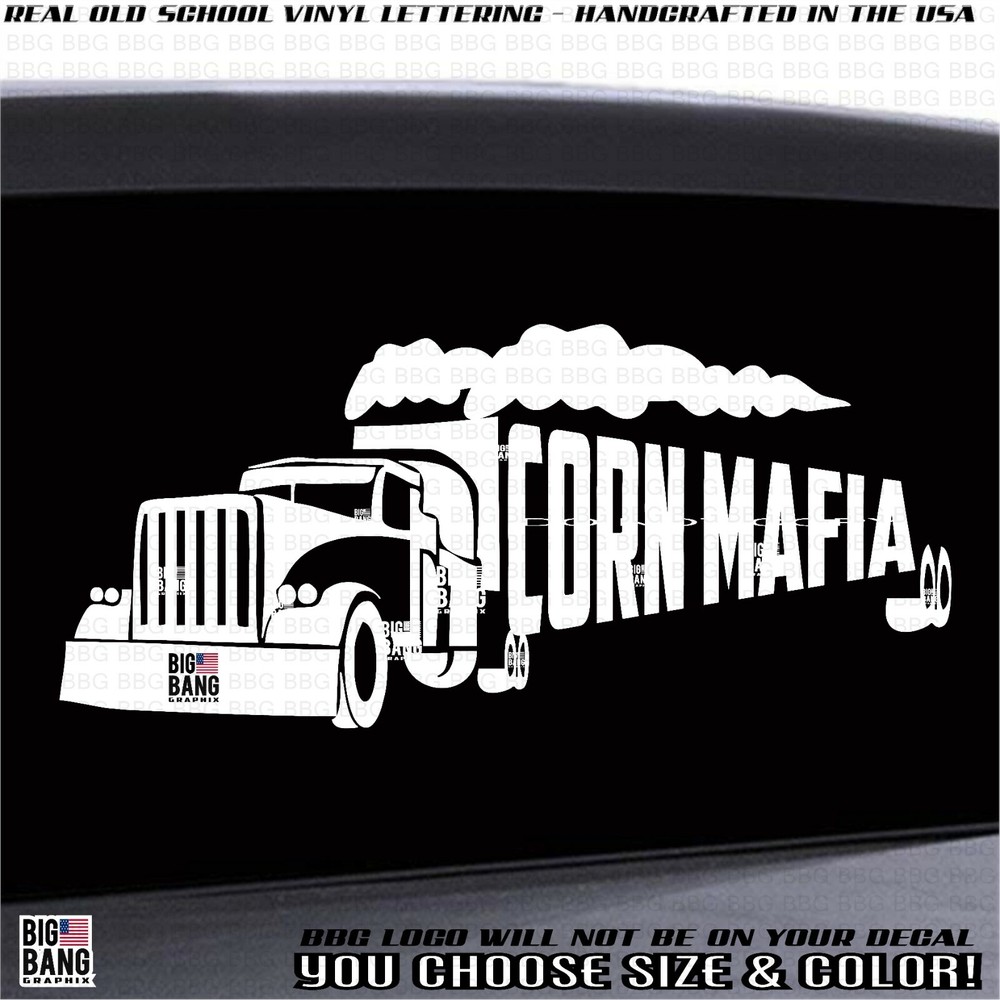 Truck Driver Vinyl Sticker TRUCKER CORN MAFIA Rig Grain Hauling Harvest Farm USA