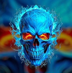 LED BLUE FIRE SKULL DEAD MARINE FIRE SOLDIER GHOST RIDER 2” VINYL STICKER DECAL