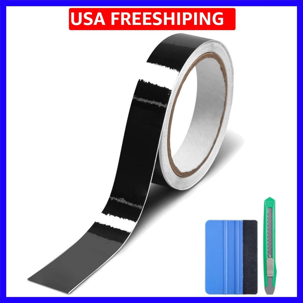 Gloss Black Vinyl Wrap for Chrome Delete, 1 Inch x 30ft Automotive Grade Self…