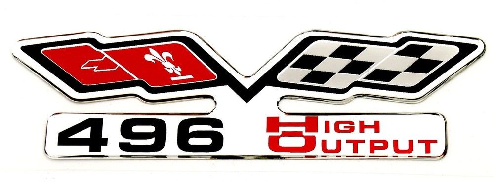 Chevy 496 (FLAGS) EMBLEM Super Sized HO SILVER