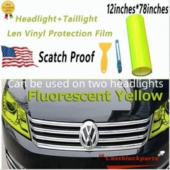 12″x78″ For Headlight Taillamp Fluorescent Yellow Lens Vinyl Protection Film