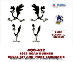 XP QG-432 1968 PLYMOUTH ROAD RUNNER – MULTI DECAL SET & PAINT SCHEMATIC – 6 pcs