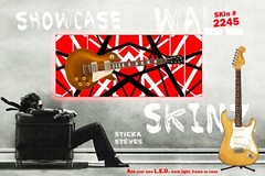Guitar Skin Axe Wrap Hard Rock Metal Guitar God Red Black White Stripes V3