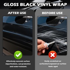 4.9 x 0.98Ft Car Wrap Vinyl,High Gloss Black Vinyl 59×11.81×0.01 inch,