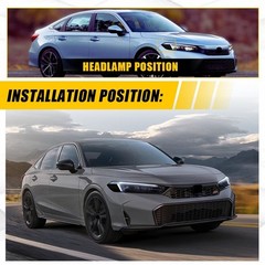 For Honda Civic 2022-25 Headlight Fog Light Precuted Smoke Black Vinyl Kit 2-10X