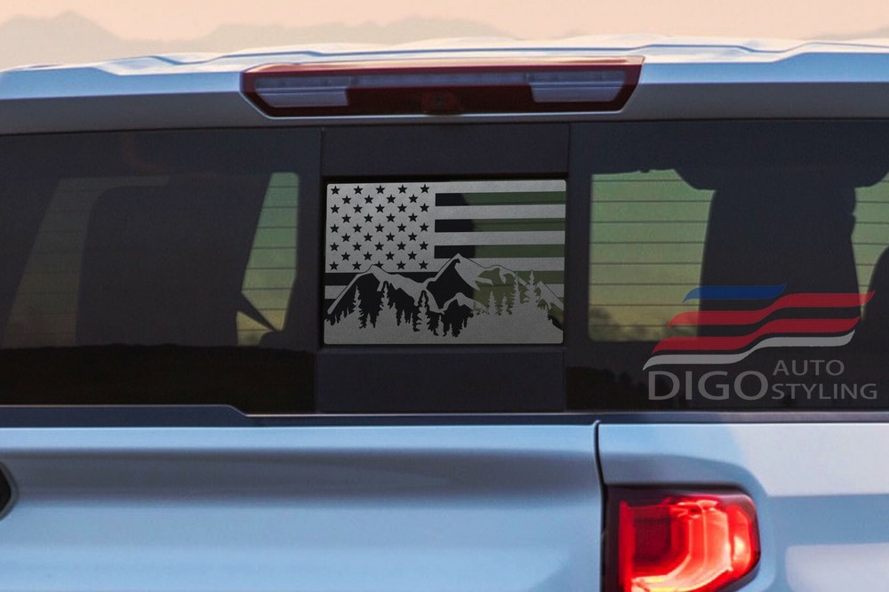 2019-2023 Chevy Silverado Sierra Back Middle Window American Flag Outdoor Scene