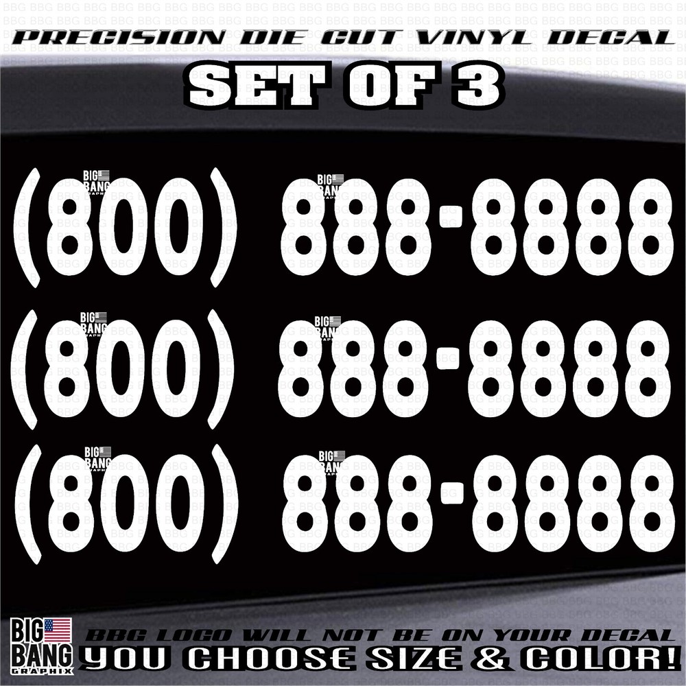Custom Phone Number Vinyl Decal Sticker Business Advertising Die Cut Lettering