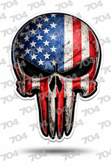 American Flag Punisher Skull Full Color Car Truck Window Vinyl Decal Sticker.