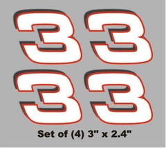 Dale Earnhardt Sr. #3 Decal 3″ Set of (4) Vinyl Decal Sticker Car Racing Nascar