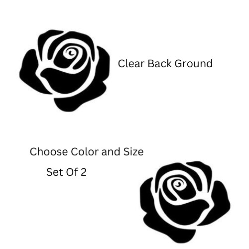 Rose Head Flower Decal – 2 Pack Flower Stickers – Choose Color Size Vinyl Decal