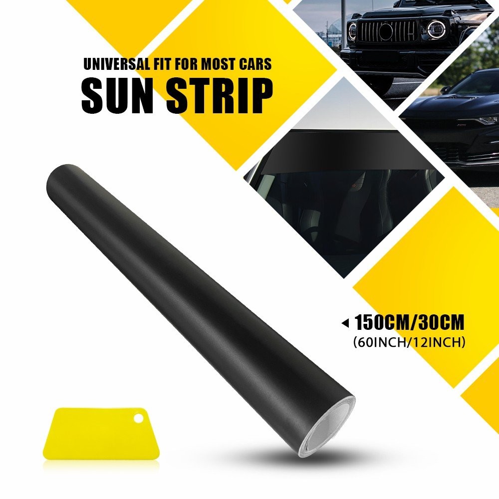 12*60inch Matte Black Windshield Sun Visor Vinyl Banner Blank Cover Sticker USA