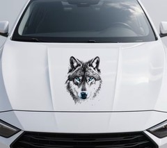 WOLF DOG HUSKY HEAD LED AQUA BLUE EYES 6” INCH UV Resistant Vinyl Sticker Decal