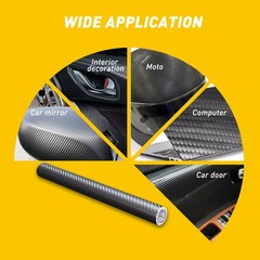 12” x 60” 7D Black Gloss Carbon Fiber Vinyl Film Wrap Bubble Free Air Release