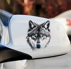 WOLF DOG HUSKY HEAD LED AQUA BLUE EYES 6” INCH UV Resistant Vinyl Sticker Decal