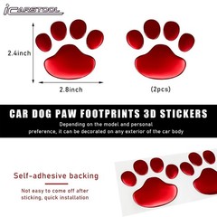 4 PCS 3D Red Dog Paw Car Decal Auto Bumper Window Laptops Decor Emblem Decal