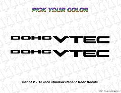 DOHC VTEC SOLID TEXT Door Decals for 89-93 94-01 Integra DC DA DB RSX Vinyl JDM