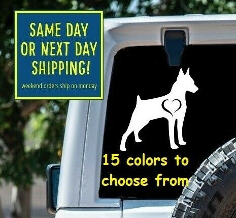 8 Size Miniature Pinscher Love Heart Car Window Decal Sticker Macbook Laptop