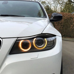 Carbon Fiber Headlight Eyelids Eyebrow Cover Trim For BMW 3 Series E90 2005-2012