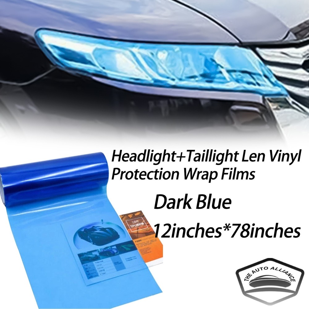12”x78” Gloss Deep Blue Tint Film Lens Vinyl Wrap Fit Headlamp taillight