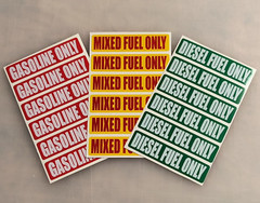 18pack 6-DIESEL FUEL ONLY | 6-MIXED FUEL | 6-GASOLINE ONLY Vinyl Stickers Decals