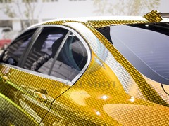 PET Squadron Carbon Fiber Gloss Gold Car Vehicle Vinyl Wrap Decal Sheet Sticker