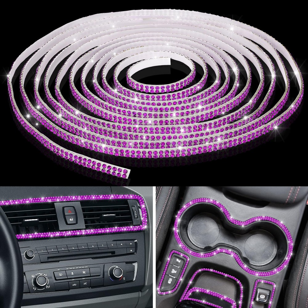 Kingdder 16.4 ft Bling Car Trim Self Adhesive ft, Purple