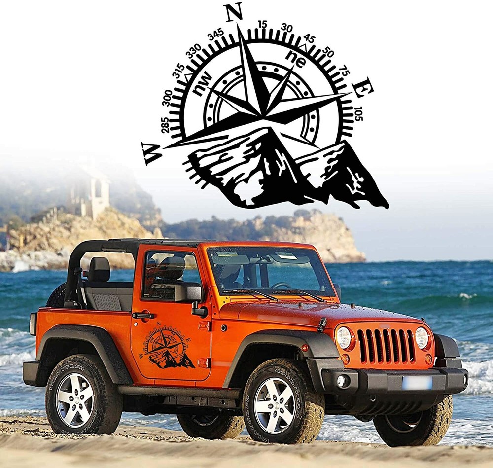 24″x20″ Mountain Compass Graphics Sticker for SUV Car Hood Body Side Doors Black