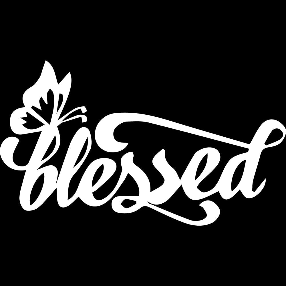 Blessed Butterfly White Vinyl Decal Car Truck Windows laptop notebook