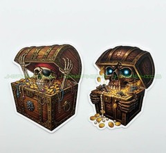 Treasure Chest Pirate Skull Vinyl Decal Sticker 2 Pack A