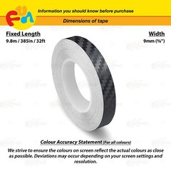 CARBON FIBER BLACK 3/8″ 9mm PIN STRIPE Car Model Streamline TAPE Vinyl Sticker