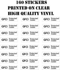 GFI GFCI Printed on High Quality Clear Vinyl 160 Stickers .25″ x 1.0″ P908