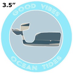 Blue Whale Good Vibes & Ocean Tides – Car Truck Window Bumper Sticker Decal