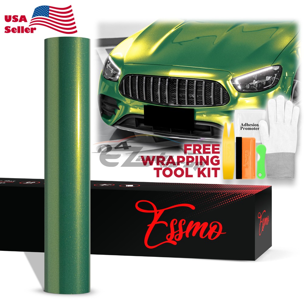 ESSMO PET Galaxy Dust Gloss Emerald Green Auto Car Vinyl Wrap Decal Sticker