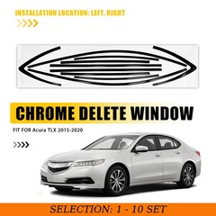1-10Set Chrome Delete Blackout Window Overlays for Acura TLX 2015-20 Gloss Black