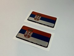 2 pcs of Serbia flag domed sticker 20×30 mm