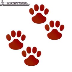 4 PCS 3D Red Dog Paw Car Decal Auto Bumper Window Laptops Decor Emblem Decal