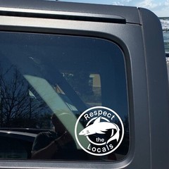 Hand drawn Shark Decal / Respect the Locals / Shark Stickers / Shark Car Decal