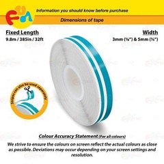 AQUA BLUE 9/16″ 15mm Double Lines STRIPE Car Streamline TAPE Decal Vinyl Sticker