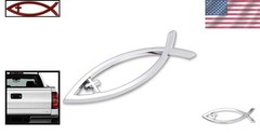 Metal Jesus Fish Auto Emblem – Durable, Chrome Finish, Universal Fit