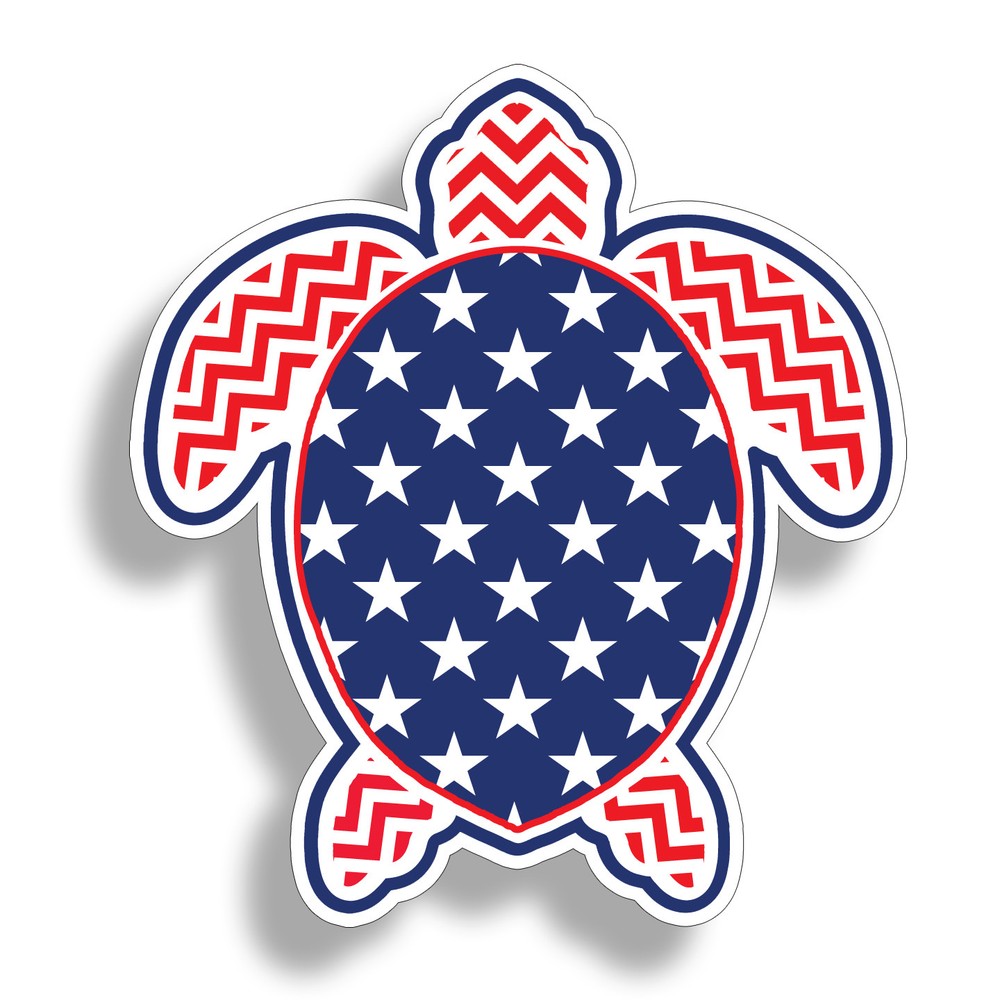 3″ Sea Turtle Sticker Stars Stripe American Cup Cooler Phone Laptop Vinyl Decal